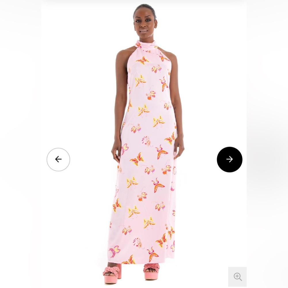 SOMETHING NEW Buffy Mock Neck Halter Maxi Dress